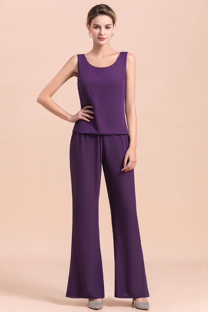 Purple Sleeveless Mother of Maid Dress Jumpsuit with Jacket