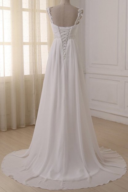 Sweetheart White Lace Court Train Wedding Dresses