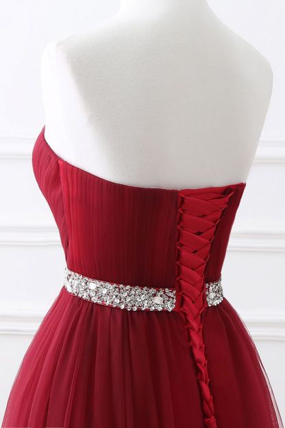ANGELINA | A-line Sweetheart Burgundy Tulle Prom Dress With Beading