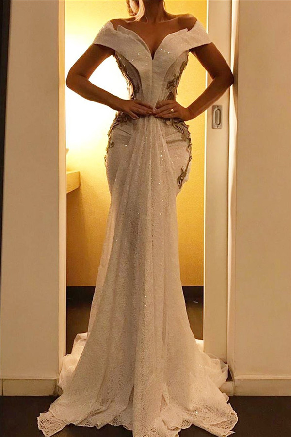 Appliques Mermaid Sexy Evening Dresses | Off-the-shoulder Formal Dresses