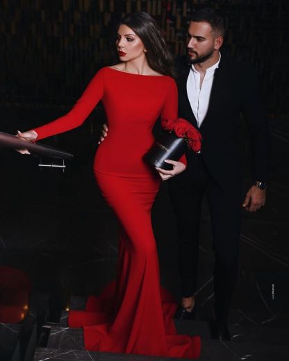 Ruby Long sleeves High neck Mermaid Long Evening Dresses