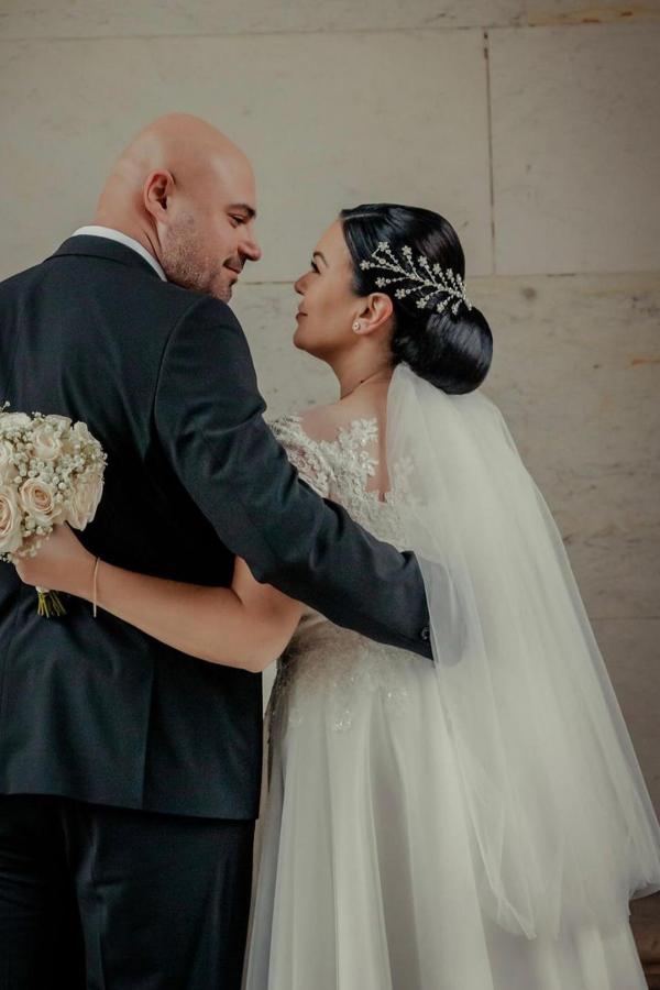Ankle Length Wedding Dress White Tulle Dress for Bride with Cap Sleeves