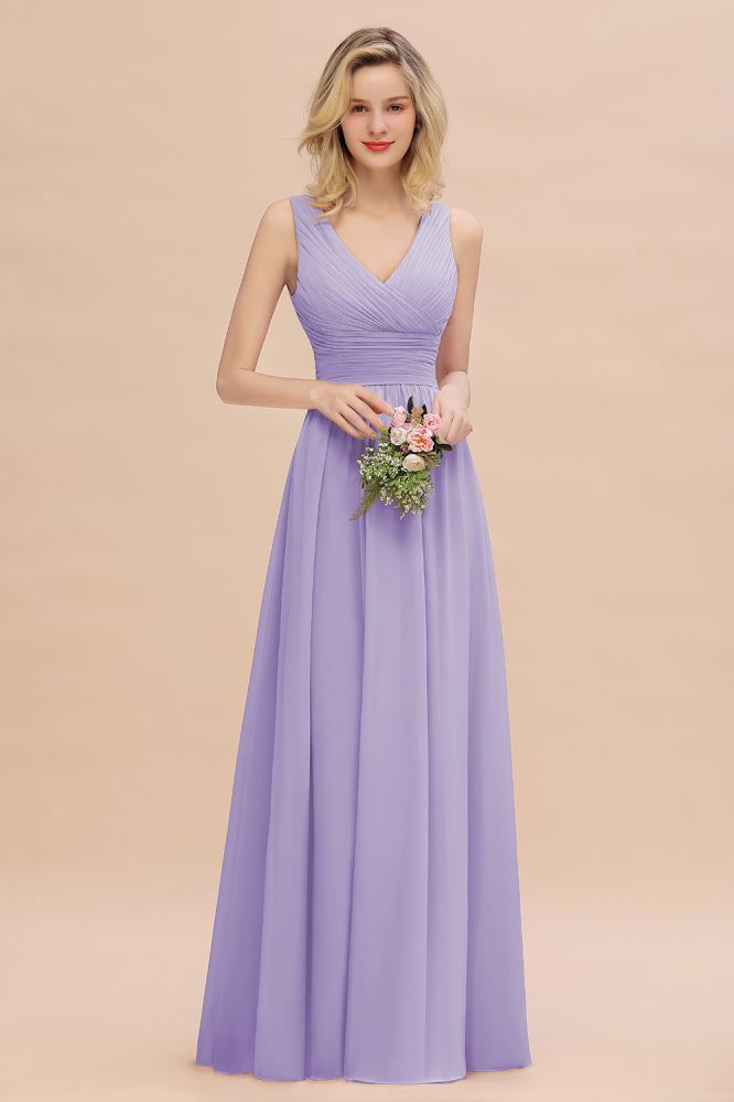 Elegant V-Neck Ruffles Bridesmaid Dress On Sale | Sexy Long Evening Dresses
