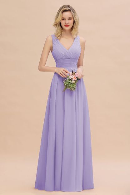 Elegant V-Neck Ruffles Bridesmaid Dress On Sale | Sexy Long Evening Dresses