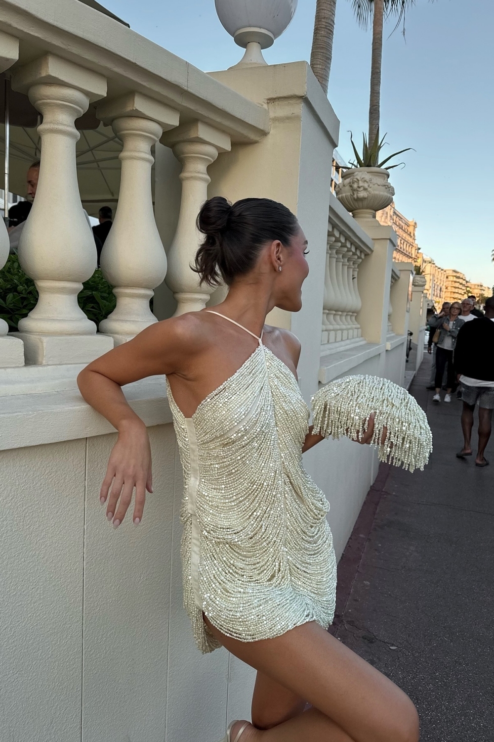 Amazing Halter Pearls Short Party Dress Charming Sleeveless Prom Dress