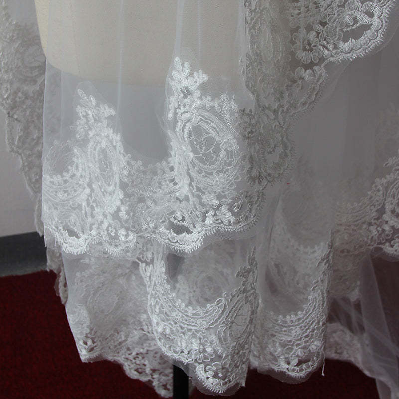 Beautiful Lace Applique Tulle Edge Wedding Veils