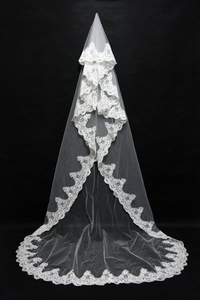 Beautiful Lace Applique Tulle Edge Wedding Veils
