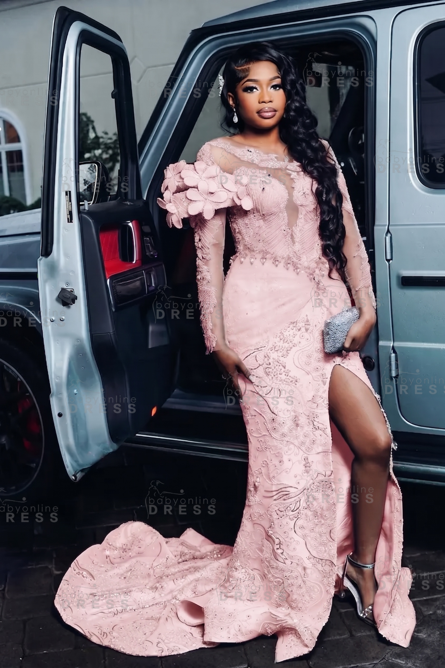 Luxury Long Sleeves Beadings Mermaid Prom Dress with Appliques
