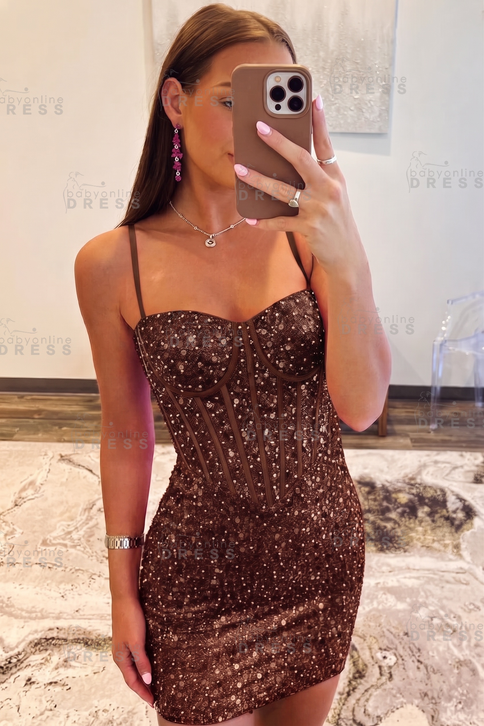 Spaghetti Straps Sky Blue Tight Homecoming Dress Short Prom Dress