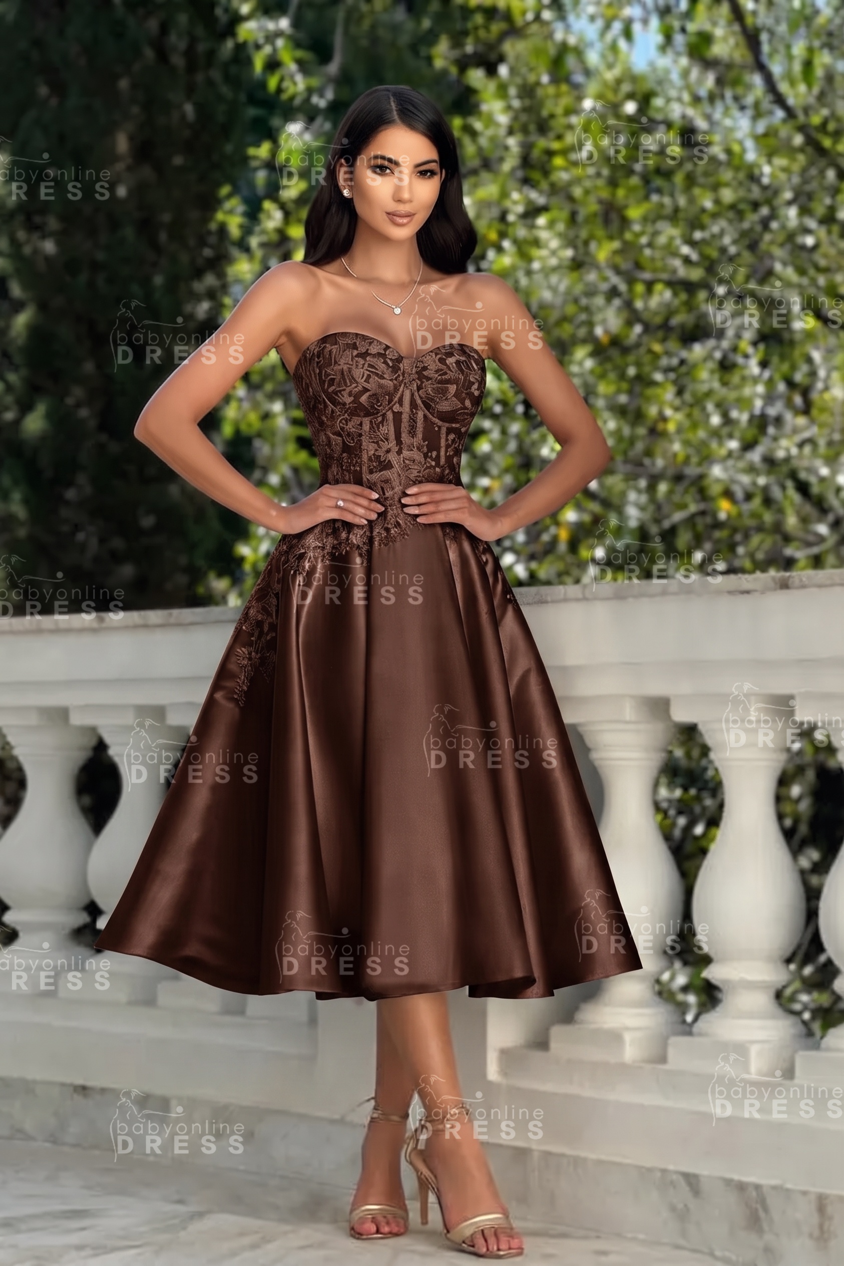 Stunning Strapless Sweetheart Tea-Length A-Line Satin Prom Dresses White