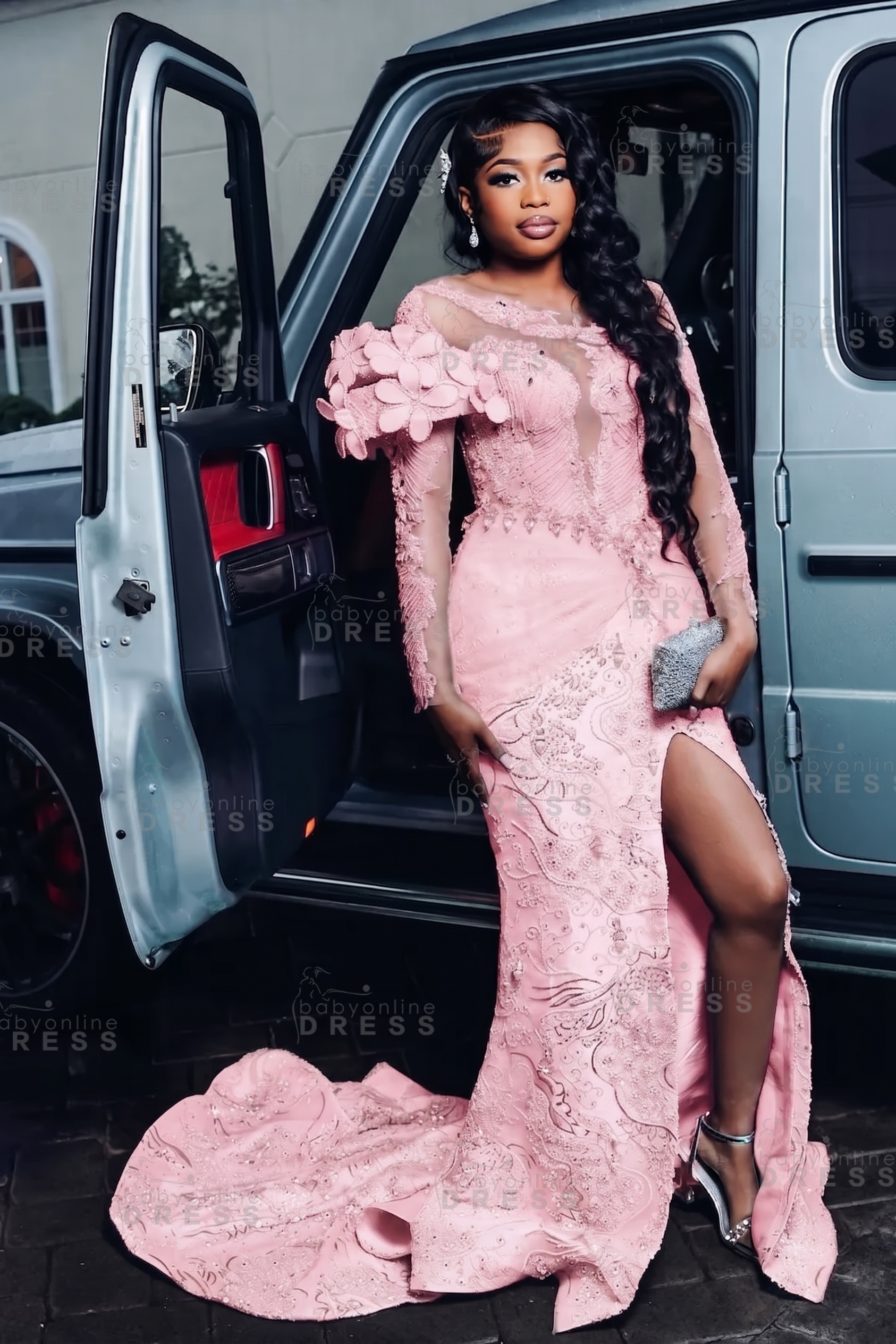 Luxury Long Sleeves Beadings Mermaid Prom Dress with Appliques