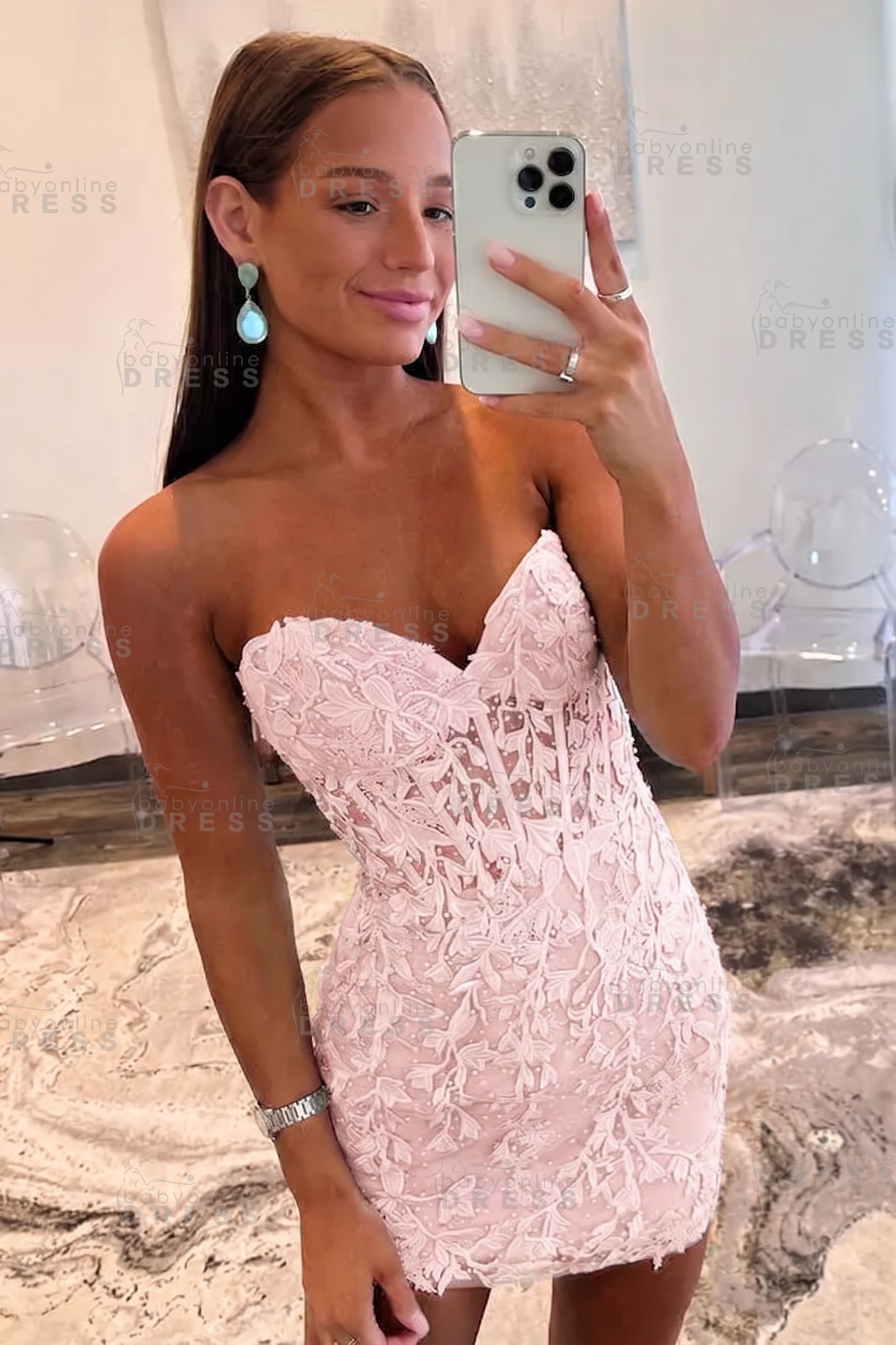 Sweetheart Mint Lace Homecoming Dress Short Party Dress Sleeveless