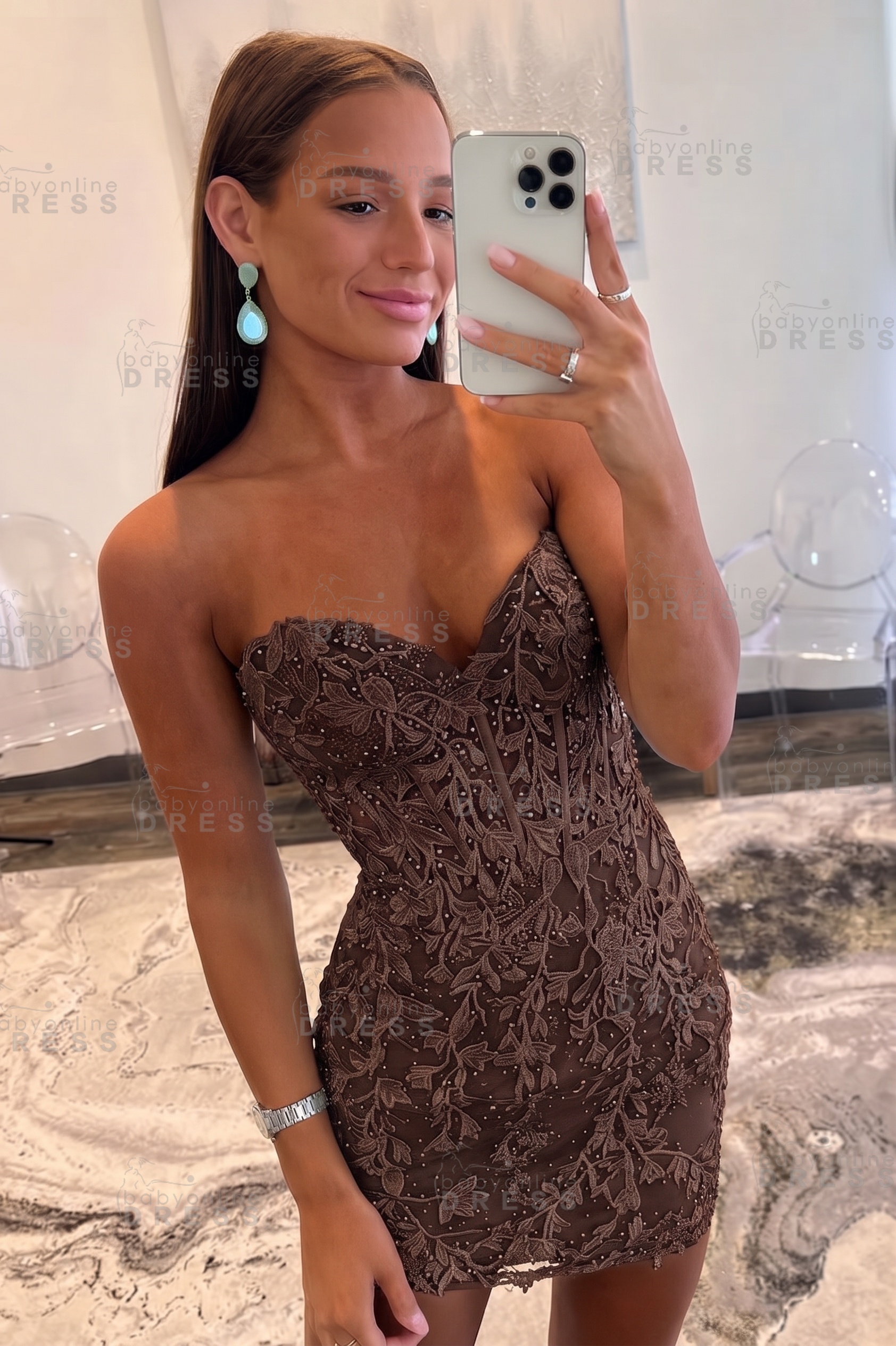 Sweetheart Mint Lace Homecoming Dress Short Party Dress Sleeveless
