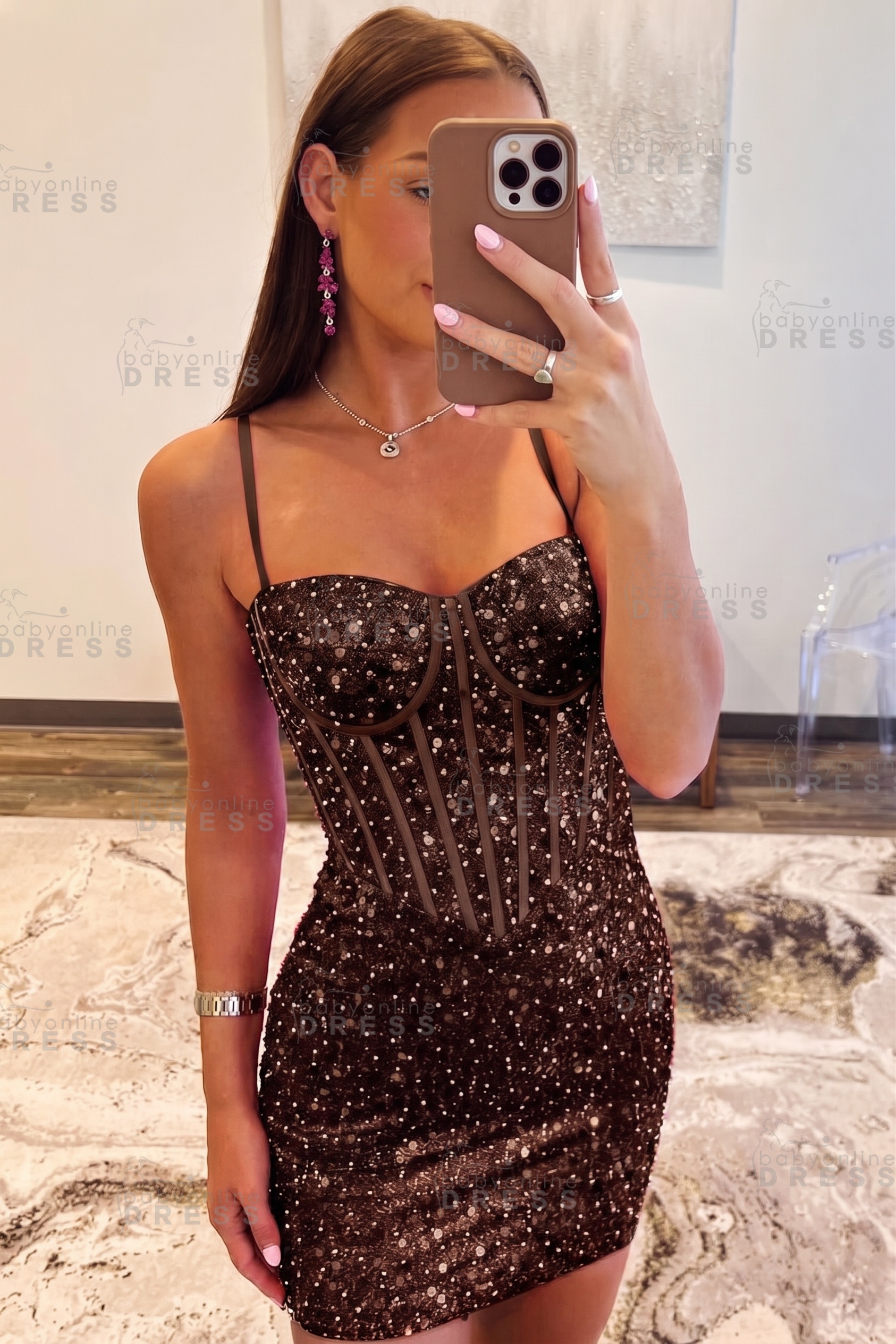 Spaghetti Straps Sky Blue Tight Homecoming Dress Short Prom Dress