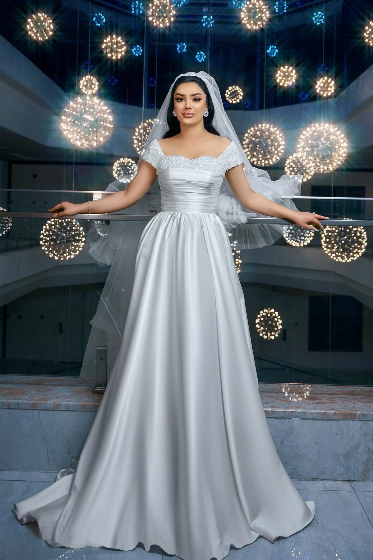 Classy Off the Shoulder Satin Ruched Pearl A-Line Wedding Dresses