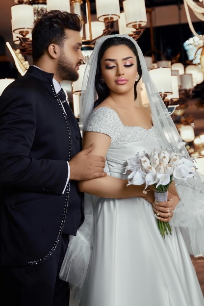 Classy Off the Shoulder Satin Ruched Pearl A-Line Wedding Dresses