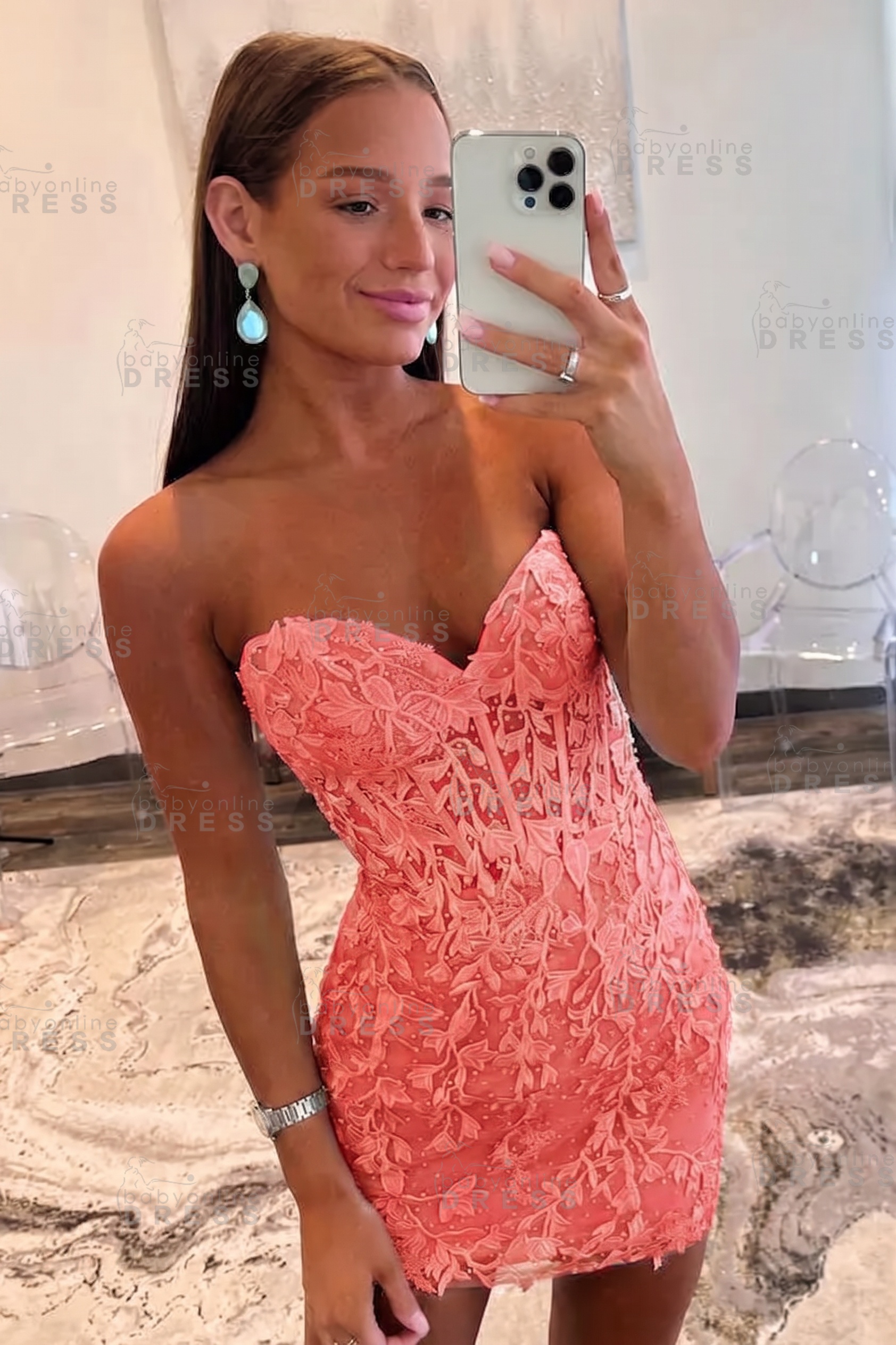 Sweetheart Mint Lace Homecoming Dress Short Party Dress Sleeveless
