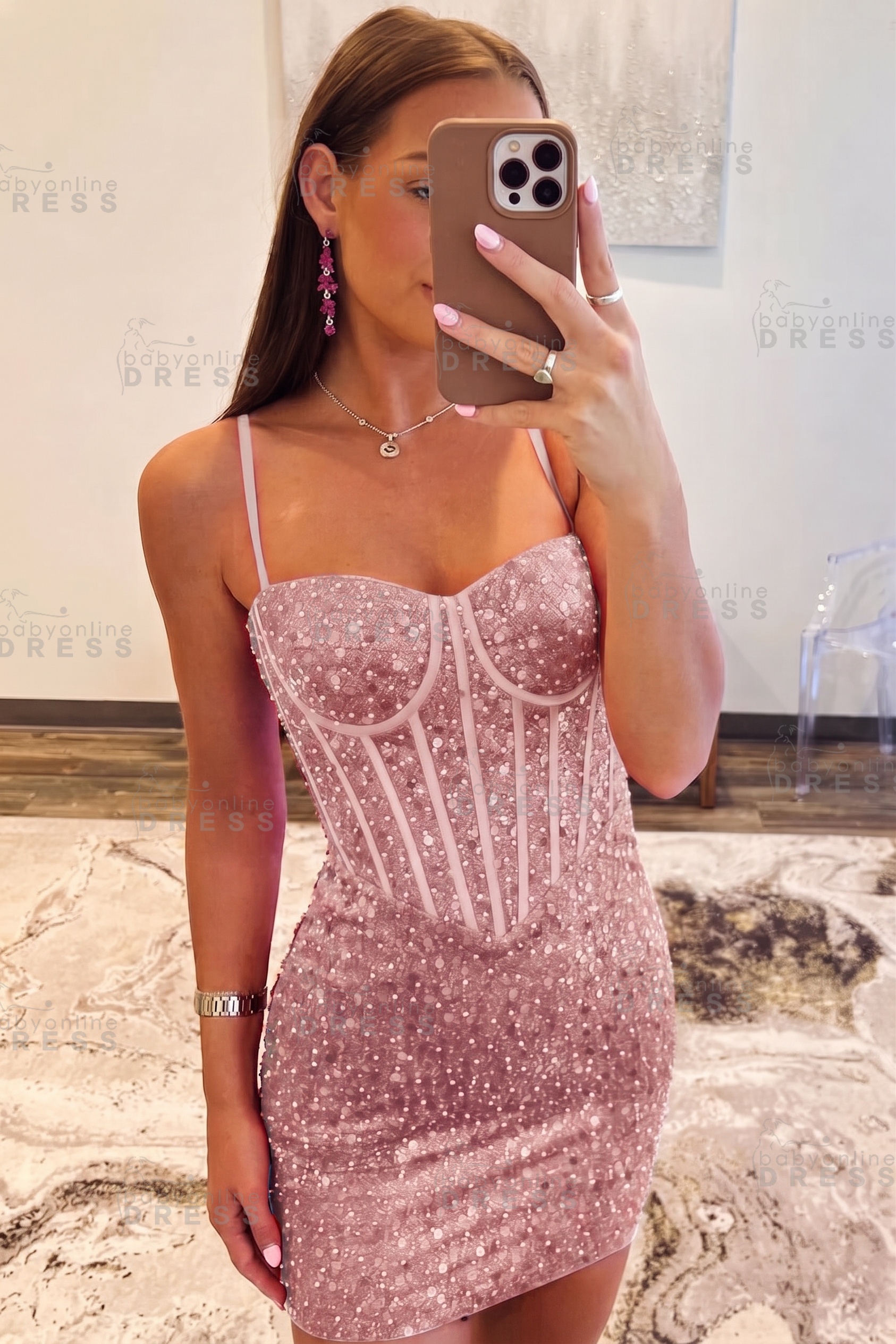 Spaghetti Straps Sky Blue Tight Homecoming Dress Short Prom Dress
