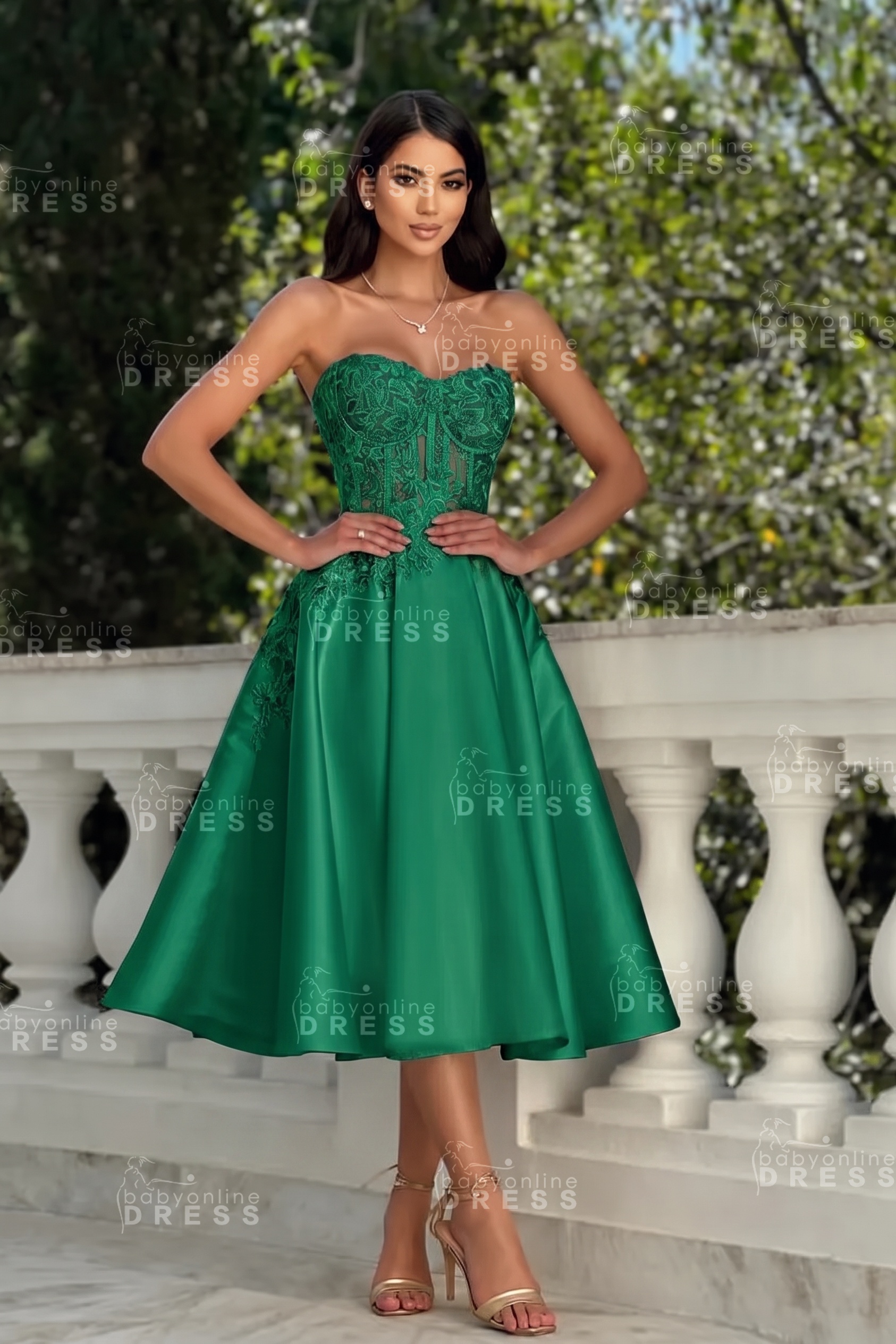 Stunning Strapless Sweetheart Tea-Length A-Line Satin Prom Dresses White