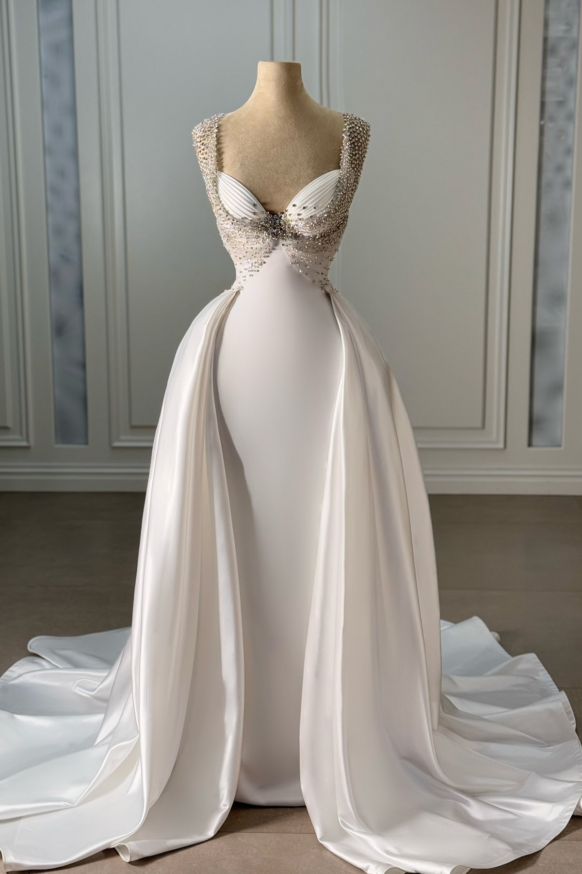 Gorgeous Beading Ruched Floor-length Mermaid Prom Dresses