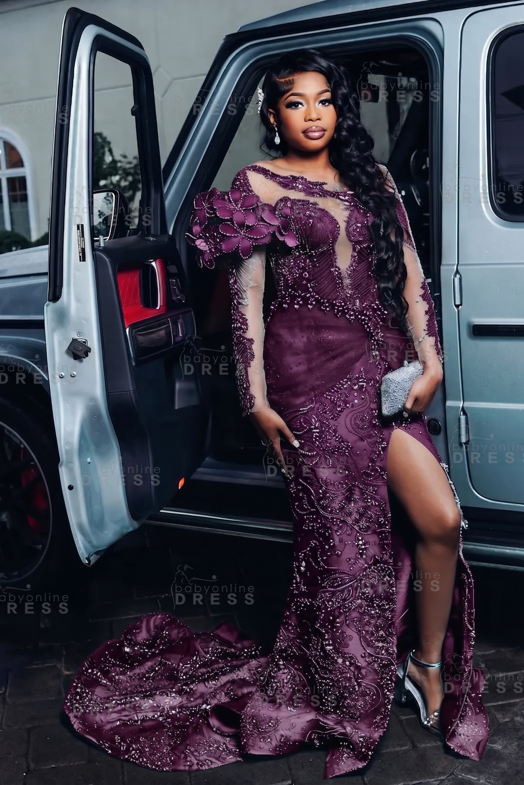 Luxury Long Sleeves Beadings Mermaid Prom Dress with Appliques