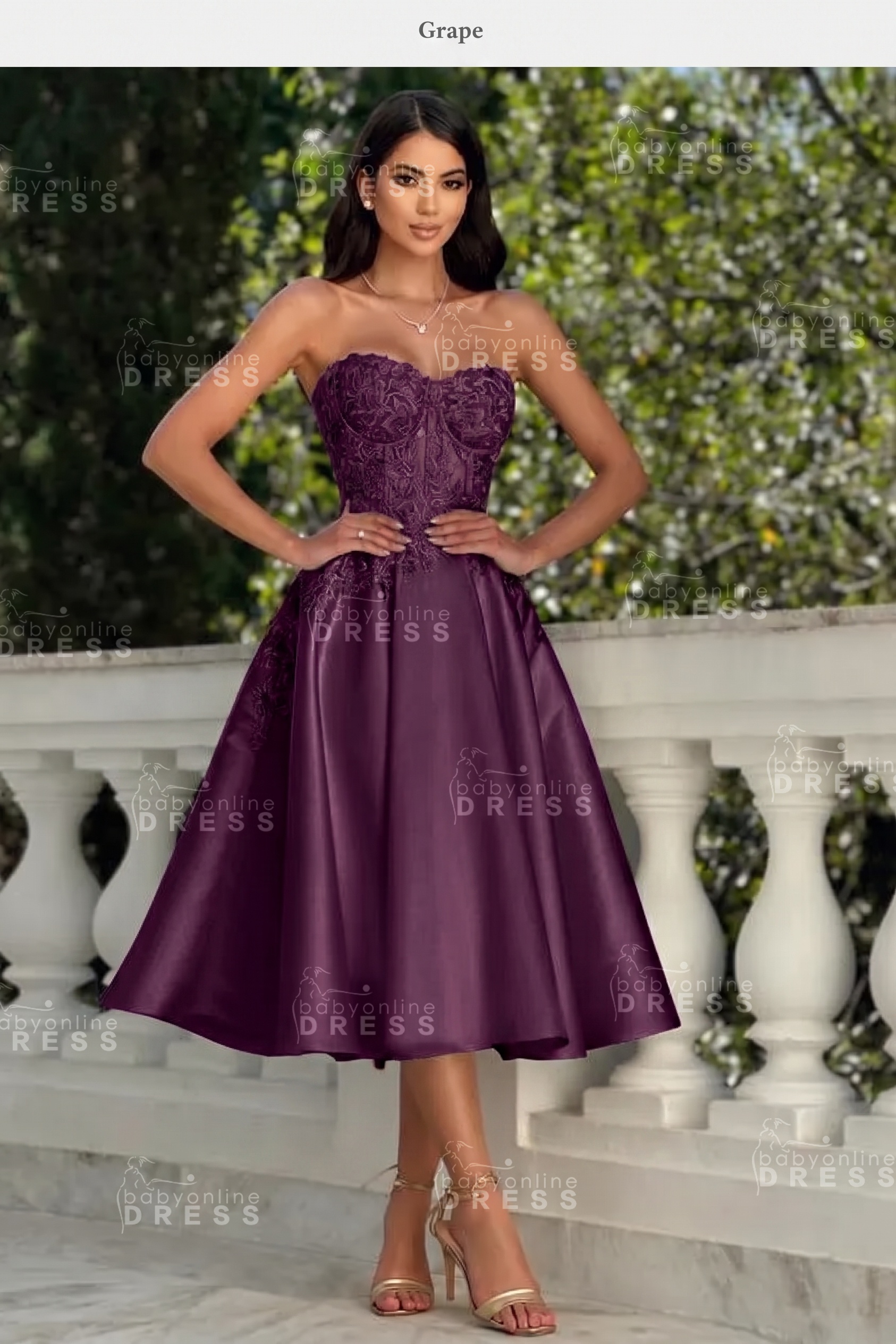 Stunning Strapless Sweetheart Tea-Length A-Line Satin Prom Dresses White
