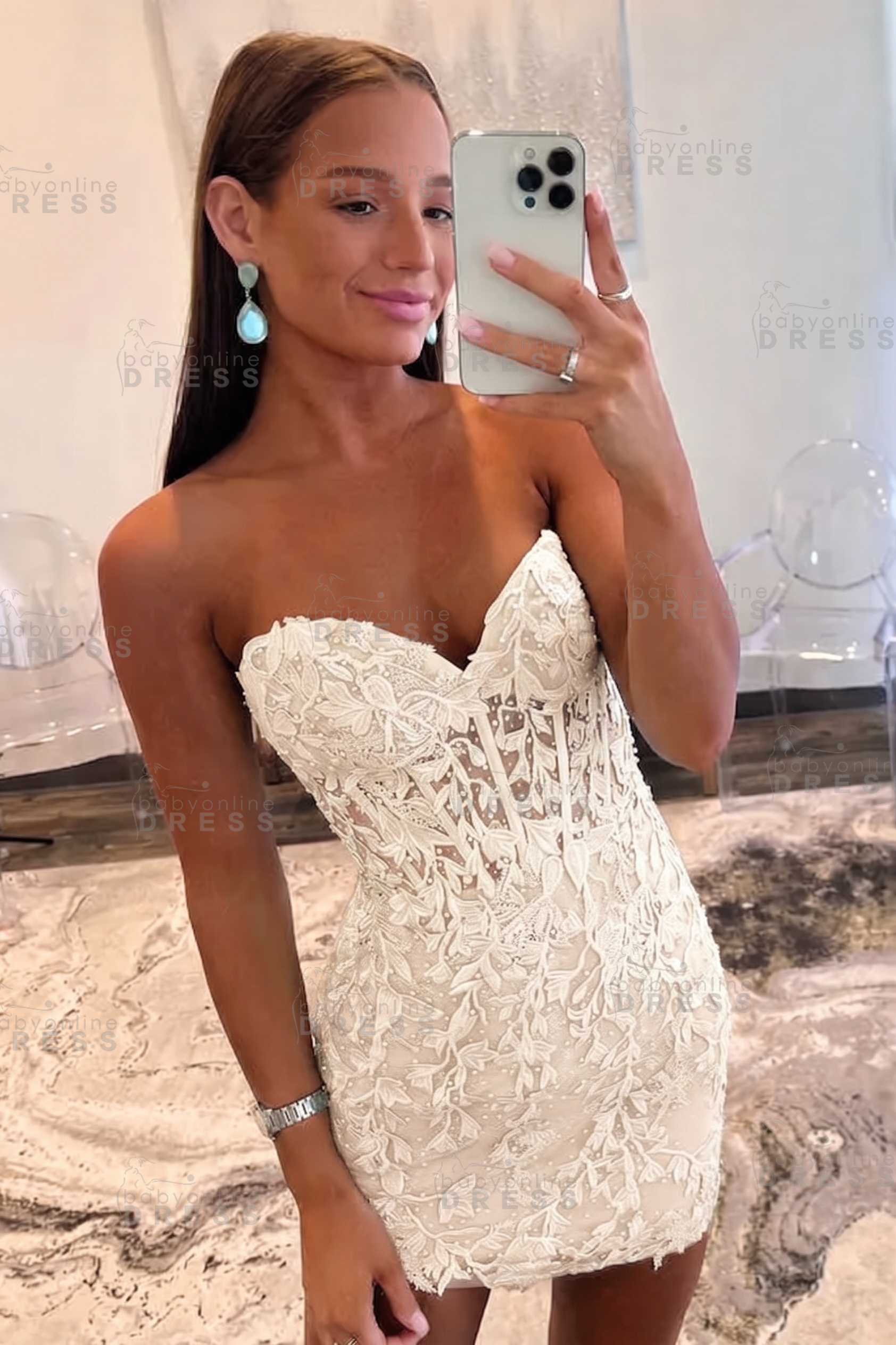 Sweetheart Mint Lace Homecoming Dress Short Party Dress Sleeveless