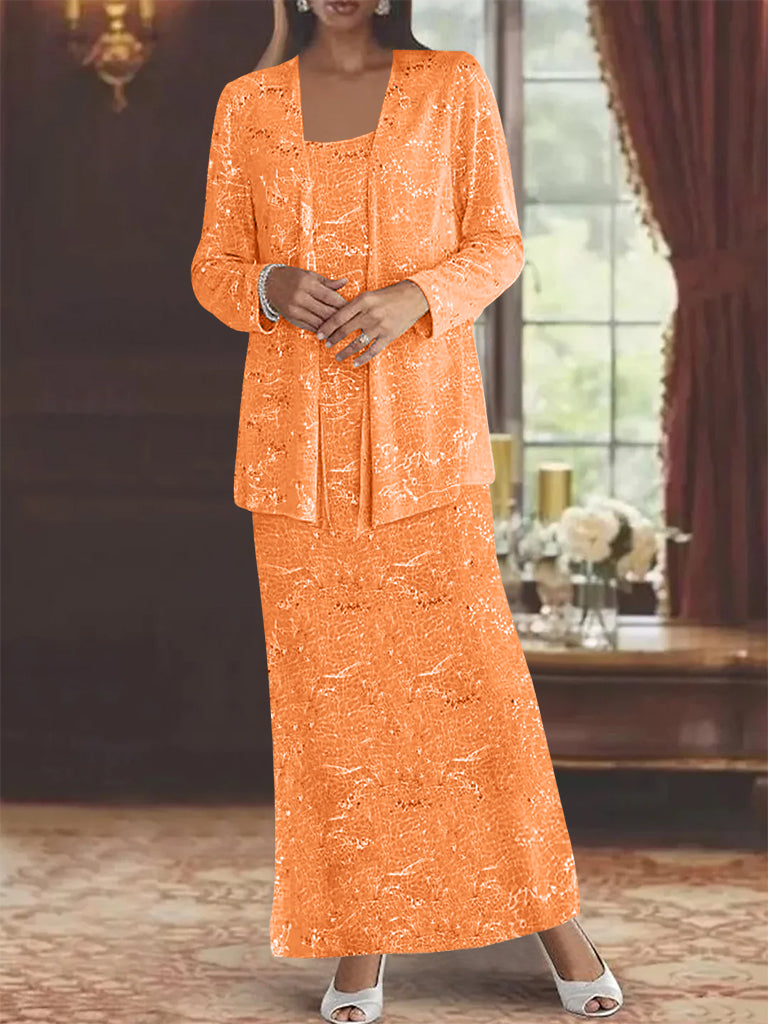 Ankle-length Chiffon Mother of the Bride Dress with Sequins and Jacket