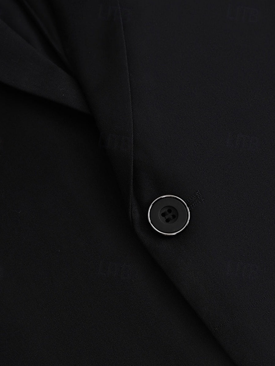 Classic Black 2-Piece Men's Suit Slim Fit Prom Wedding Tuxedo Suit with Notched Lapel