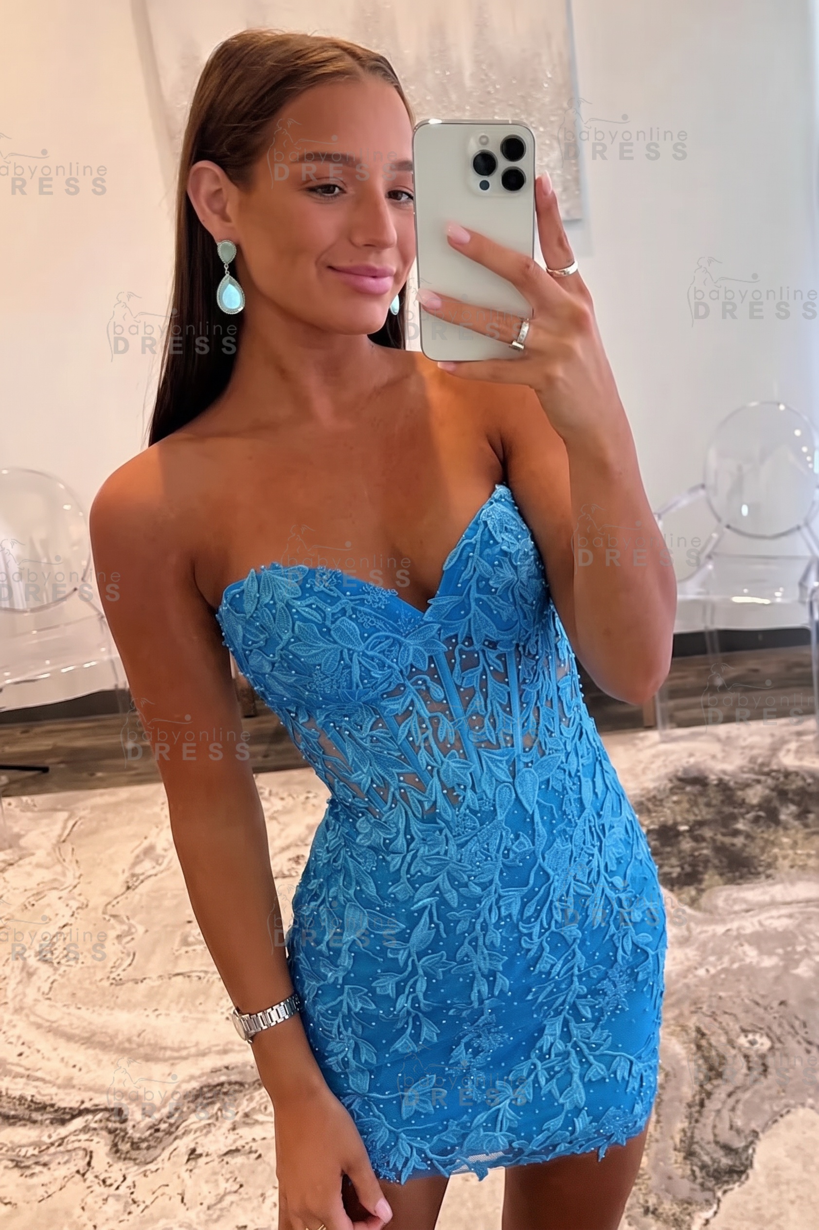 Sweetheart Mint Lace Homecoming Dress Short Party Dress Sleeveless