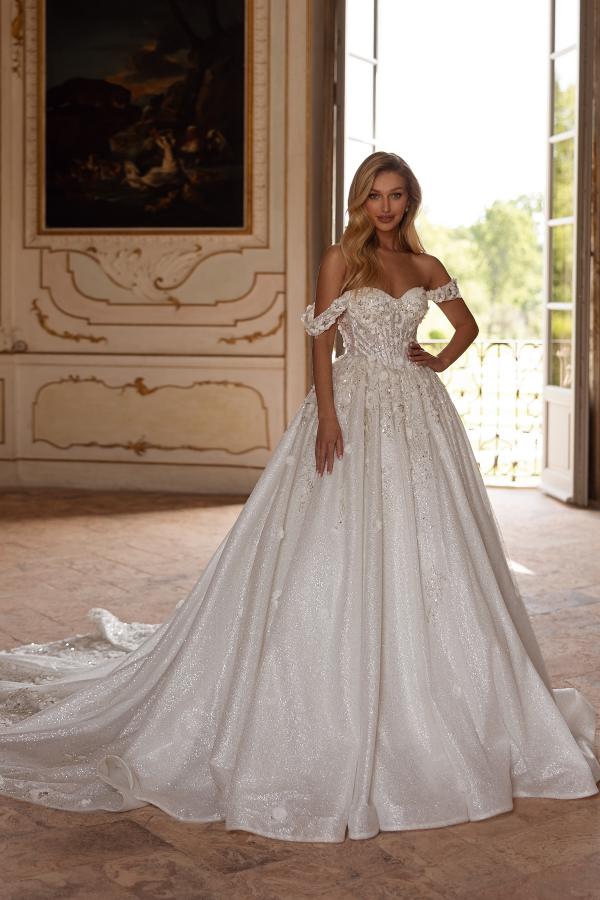 Off the shoulder White Princess A-line Wedding Dresses