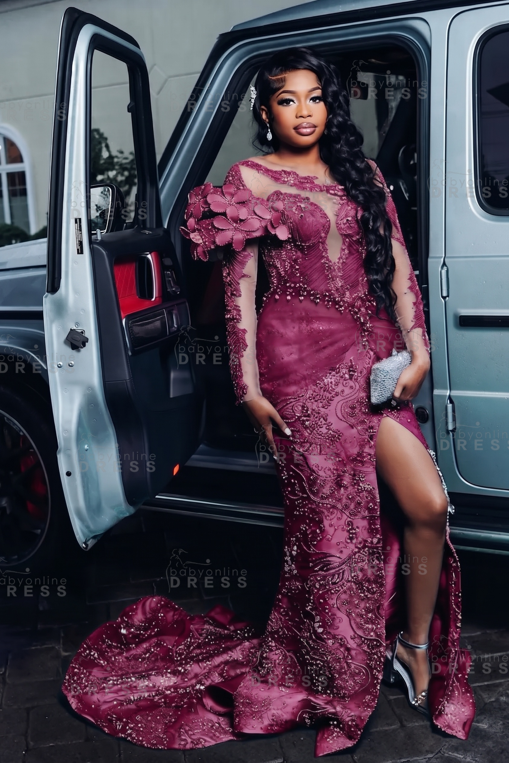 Luxury Long Sleeves Beadings Mermaid Prom Dress with Appliques