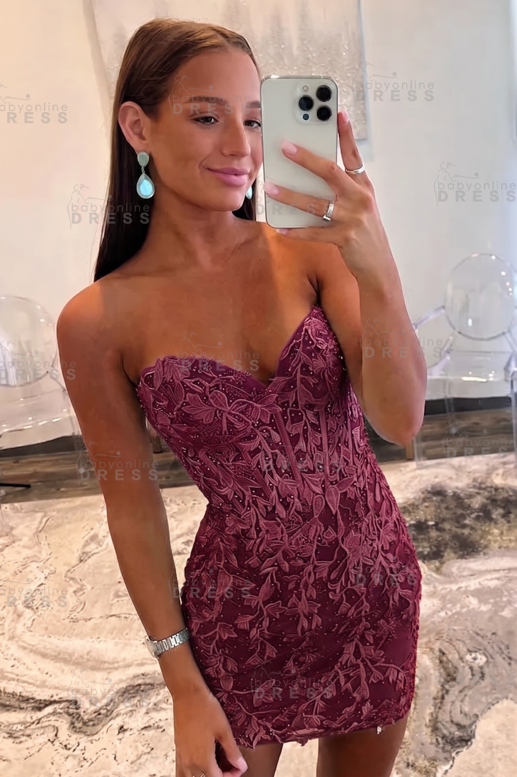 Sweetheart Mint Lace Homecoming Dress Short Party Dress Sleeveless