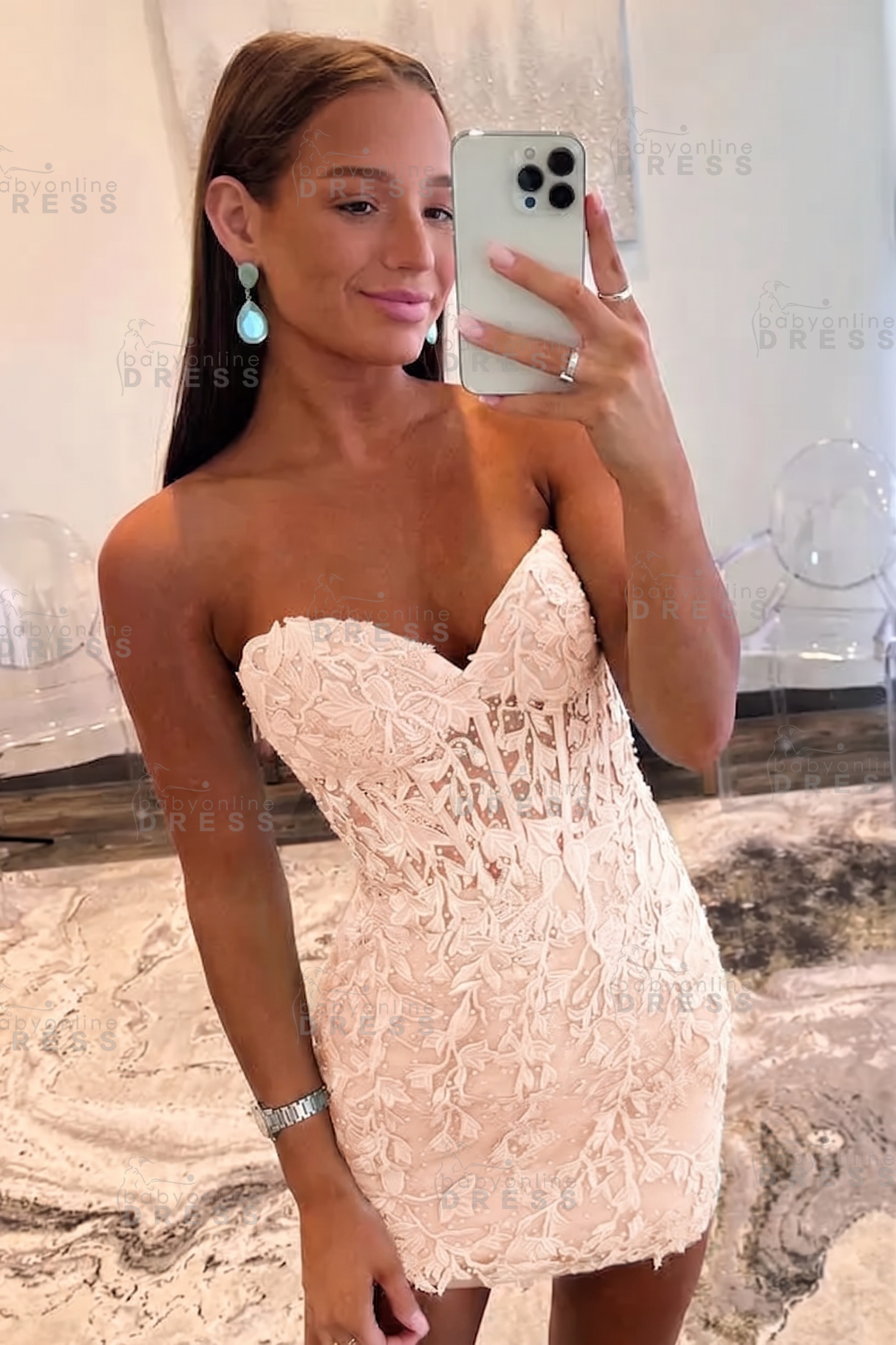 Sweetheart Mint Lace Homecoming Dress Short Party Dress Sleeveless
