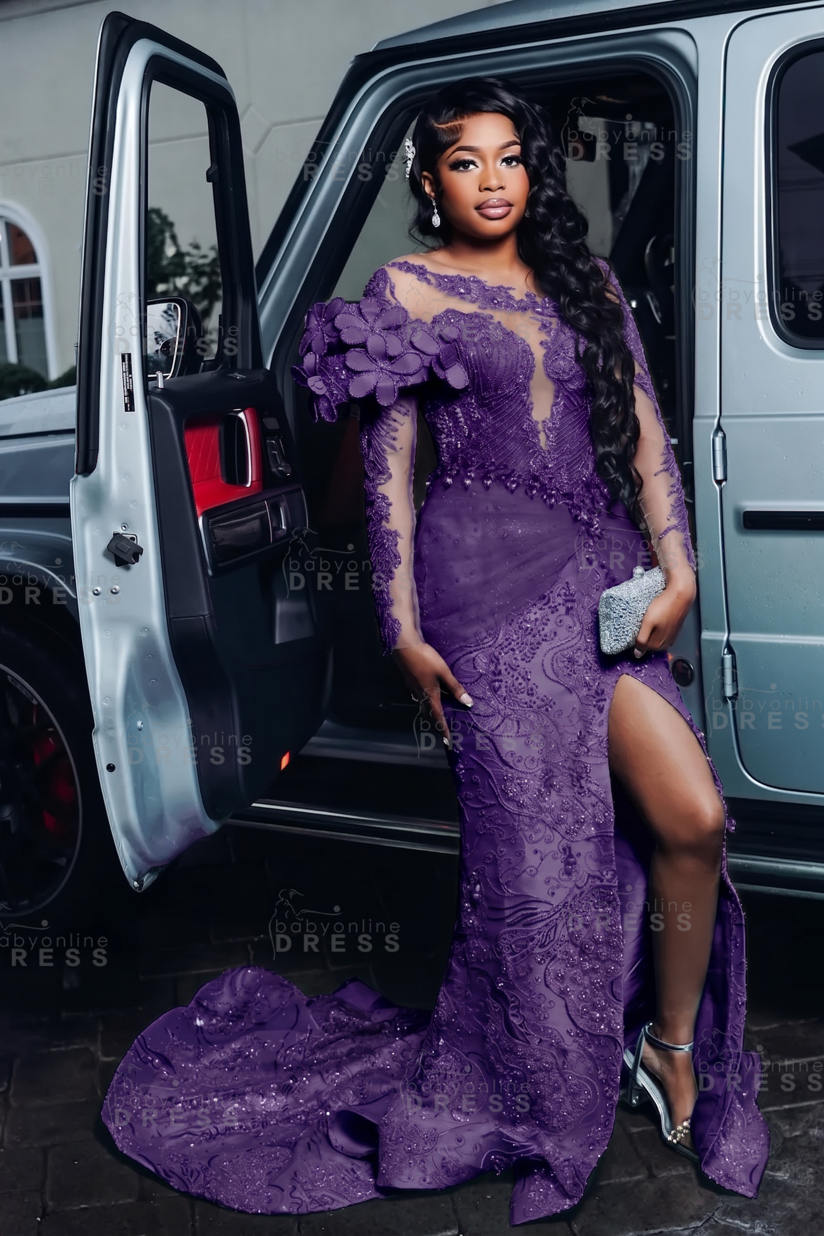 Luxury Long Sleeves Beadings Mermaid Prom Dress with Appliques