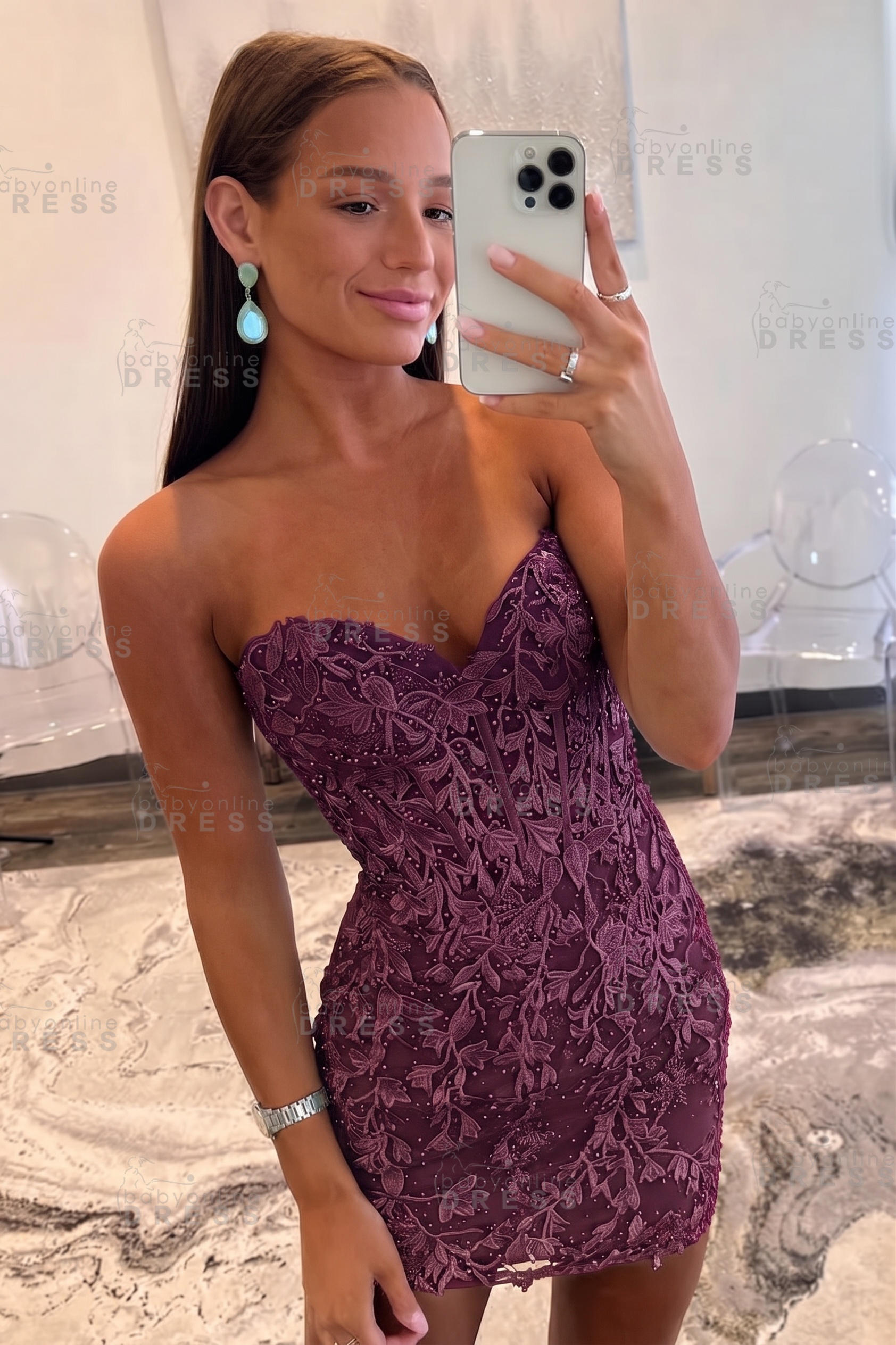 Sweetheart Mint Lace Homecoming Dress Short Party Dress Sleeveless