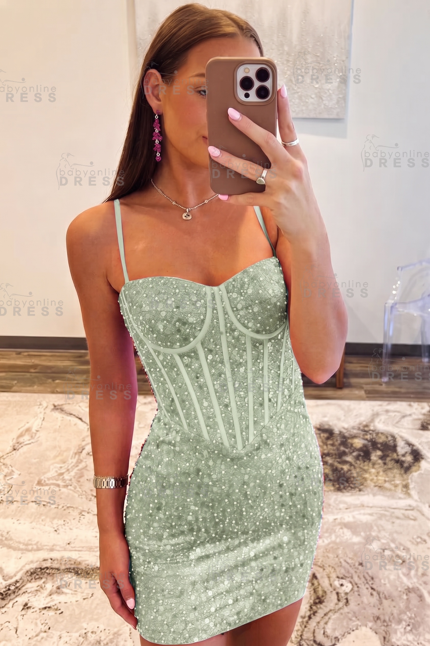 Spaghetti Straps Sky Blue Tight Homecoming Dress Short Prom Dress