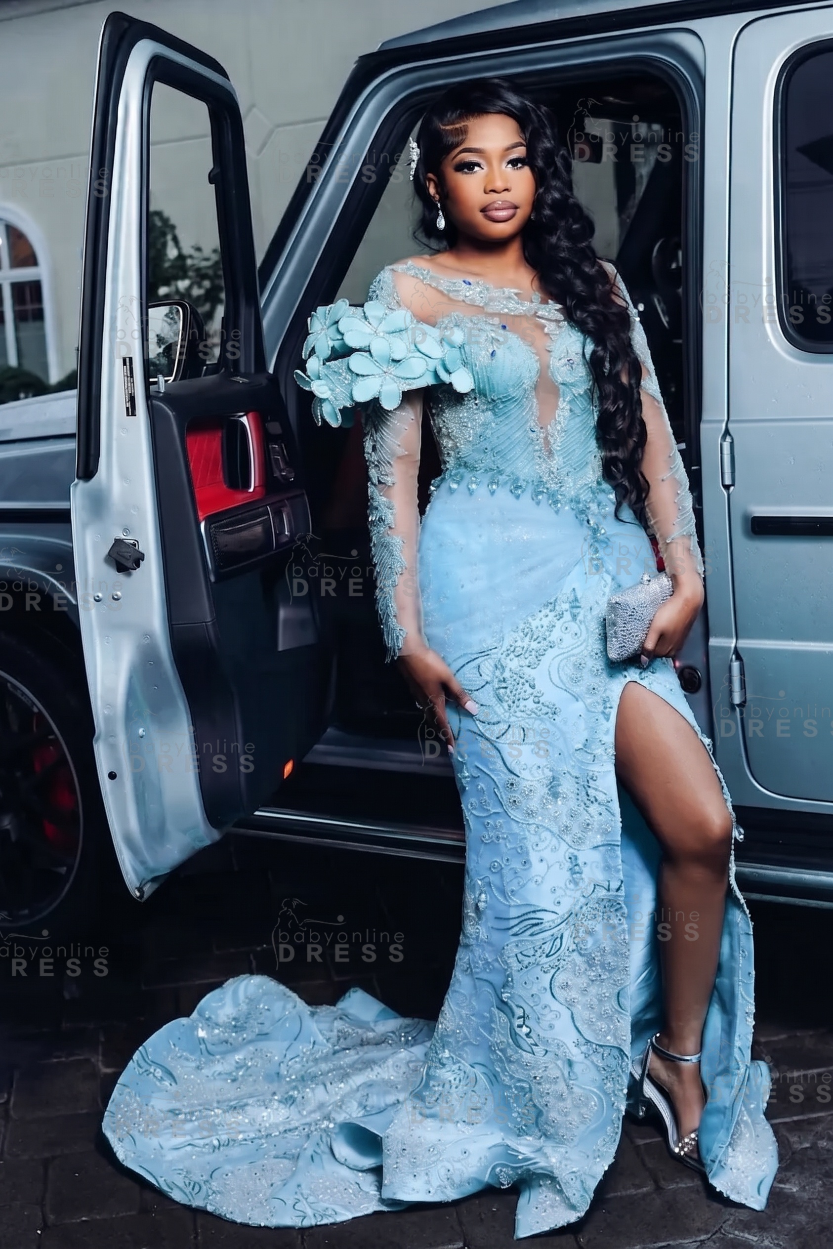 Luxury Long Sleeves Beadings Mermaid Prom Dress with Appliques