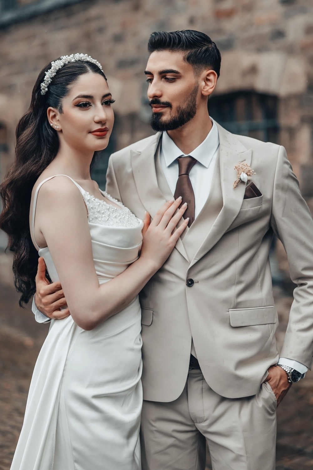 Spaghetti Straps Satin Ruched Pearl Mermaid Wedding Dresses