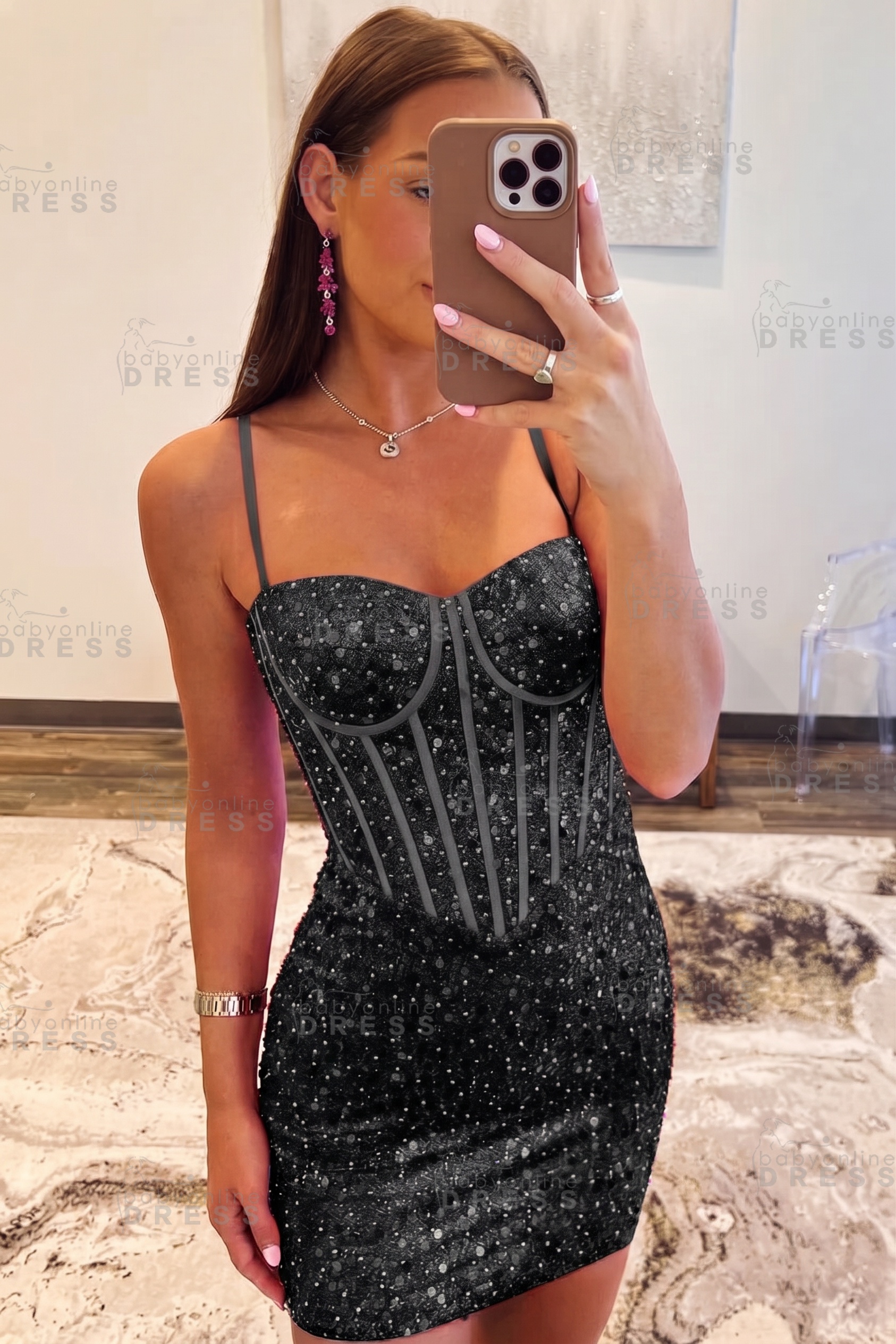 Spaghetti Straps Sky Blue Tight Homecoming Dress Short Prom Dress