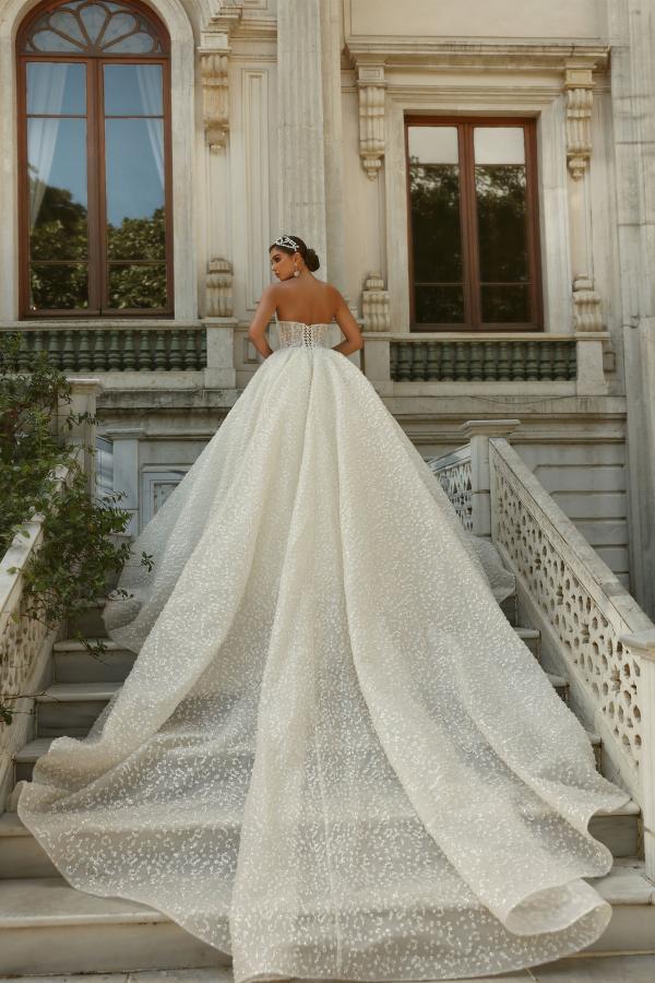 Strapless Champange Luxury Ball Gown Puffy Sleeveless Wedding Dresses