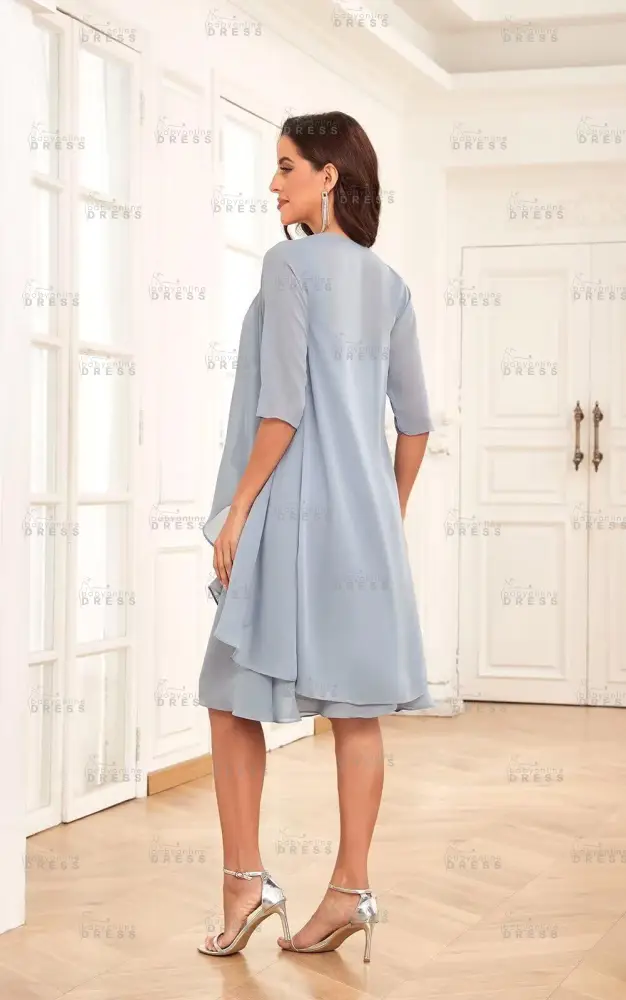 Elegant Pleated Chiffon Two Piece Mother of the Bride Dress