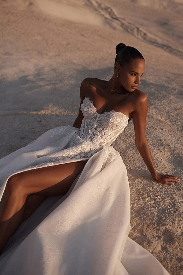 strapless aline dress Stunning A-Line Wedding Dresses with Train AB4051105 Line Strapless Wedding Dress Stacees 2026 Strapless Yellow Floral