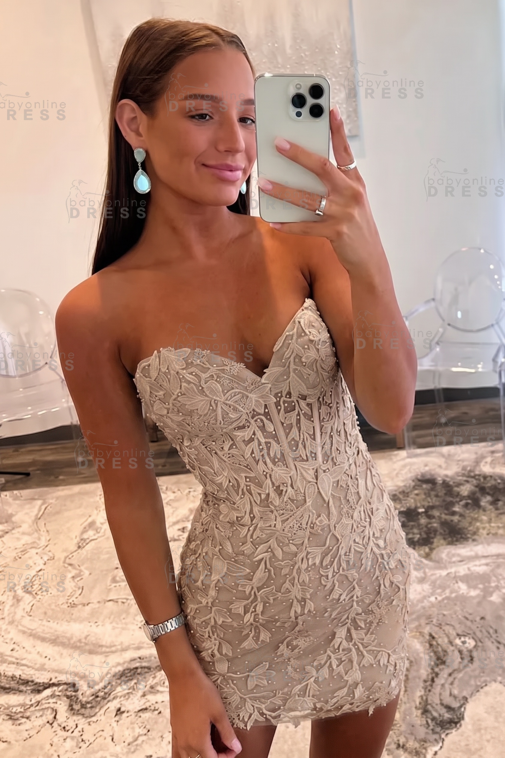 Sweetheart Mint Lace Homecoming Dress Short Party Dress Sleeveless