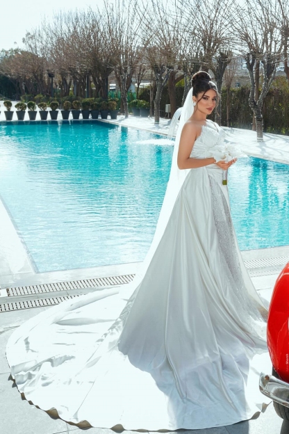 Unique One Shoulder Stain Sequin Mermaid Wedding Dresses