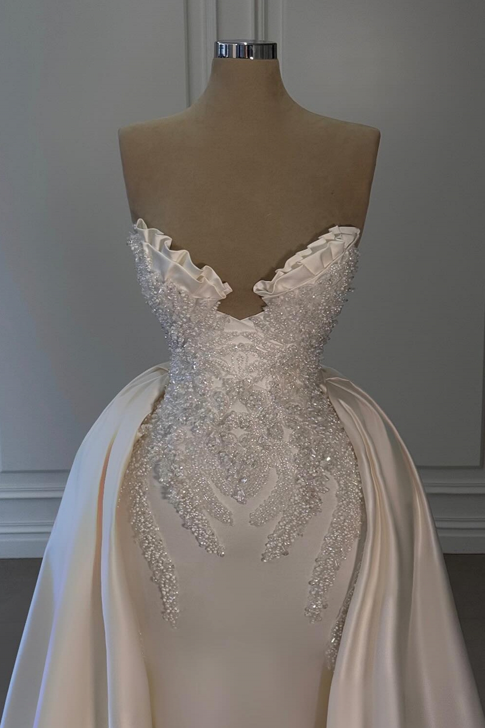 Unique Strapless Beading Floor-length Mermaid Prom Dresses