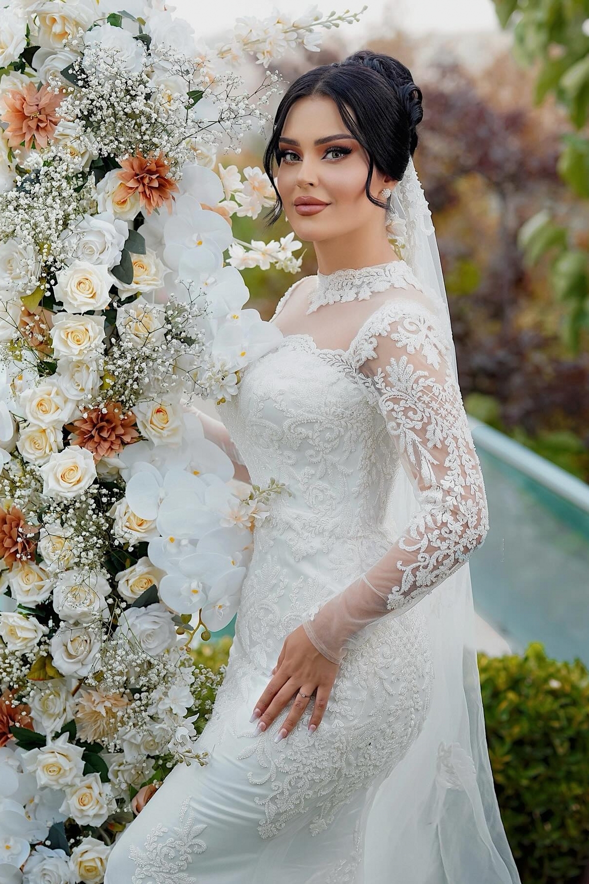 Unique Sweetheart Tulle Appliques Lace Mermaid Wedding Dresses Long Sleeve