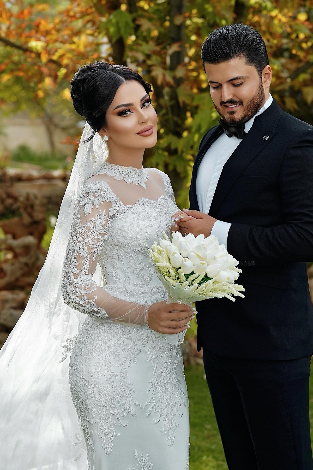 Unique Sweetheart Tulle Appliques Lace Mermaid Wedding Dresses Long Sleeve