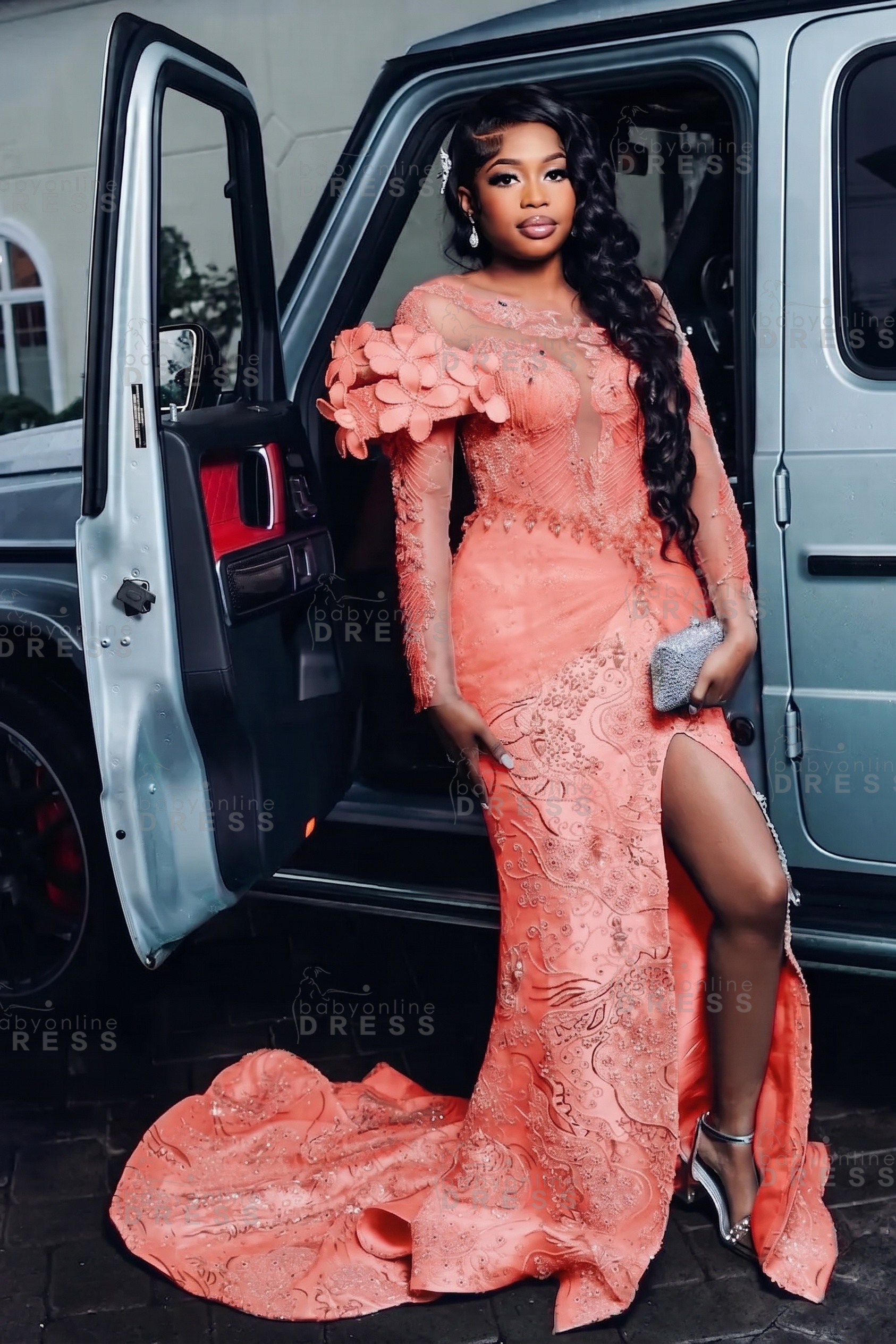 Luxury Long Sleeves Beadings Mermaid Prom Dress with Appliques