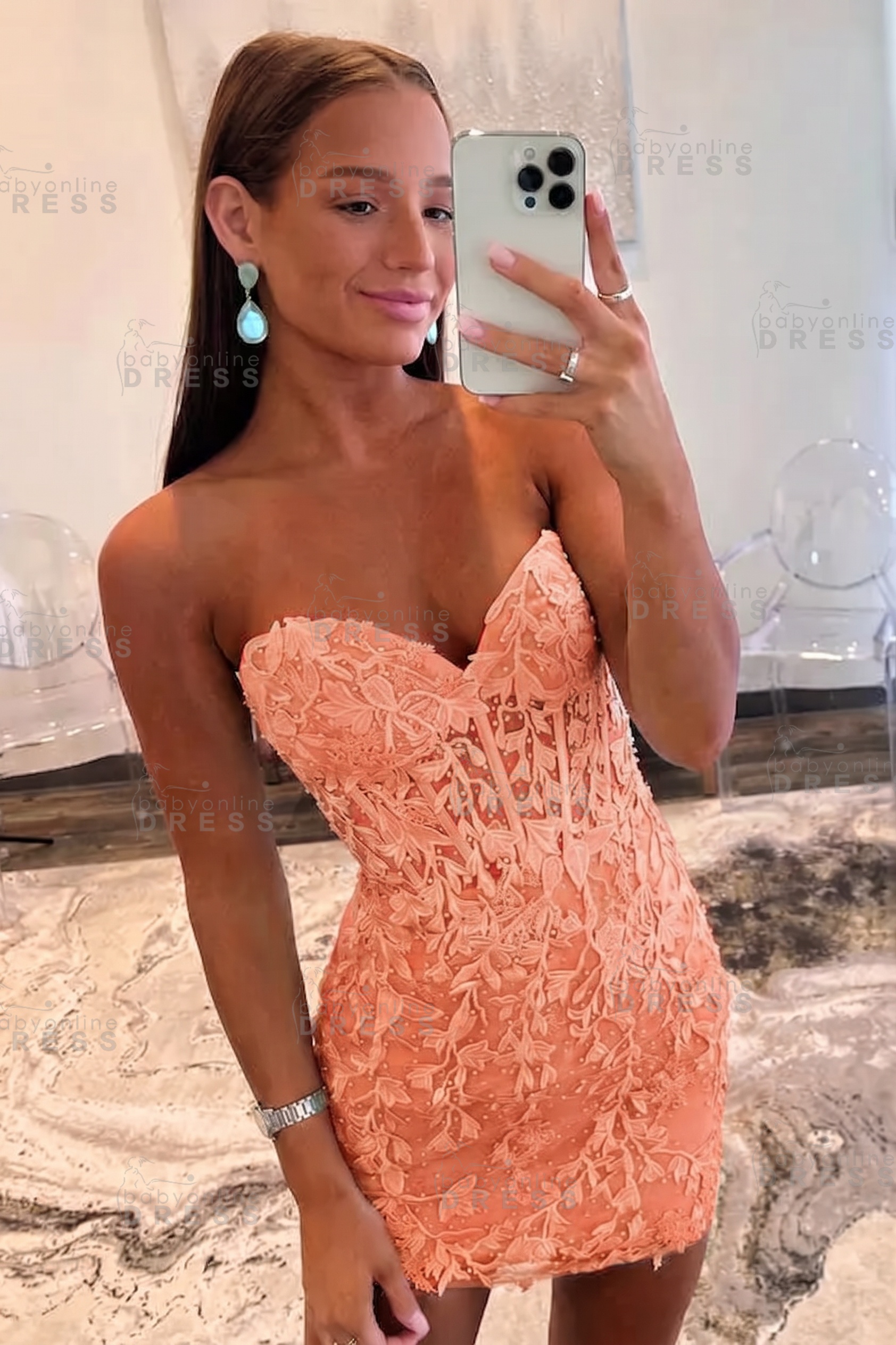 Sweetheart Mint Lace Homecoming Dress Short Party Dress Sleeveless